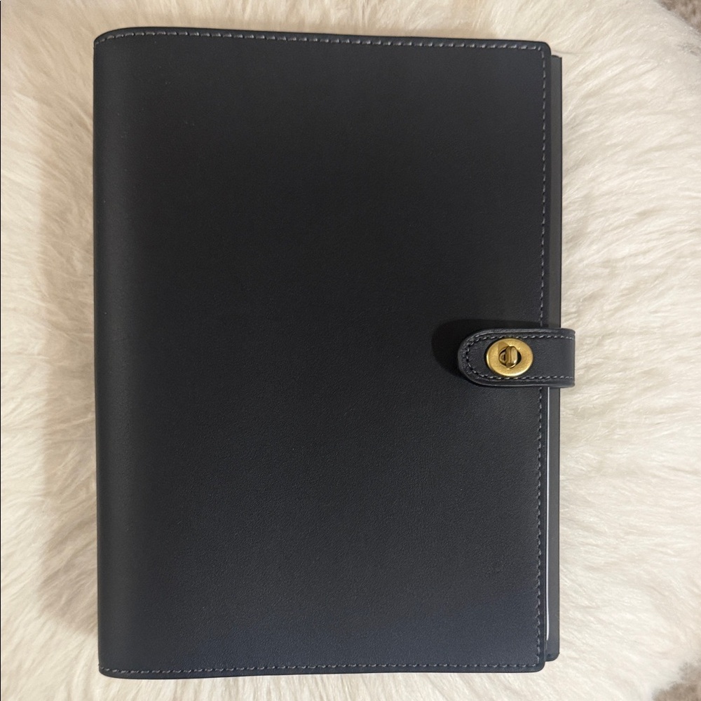 Coach Black Leather Planner